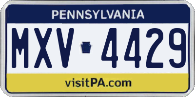 PA license plate MXV4429