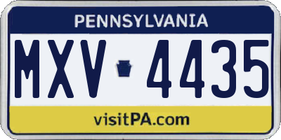 PA license plate MXV4435