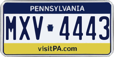 PA license plate MXV4443