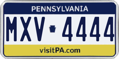 PA license plate MXV4444