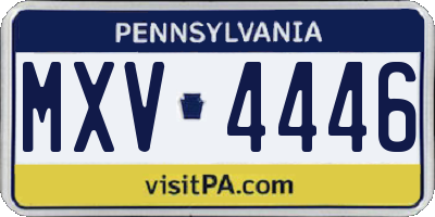 PA license plate MXV4446