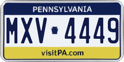 PA license plate MXV4449