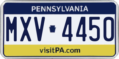 PA license plate MXV4450