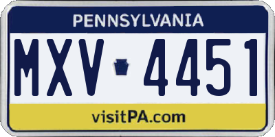 PA license plate MXV4451