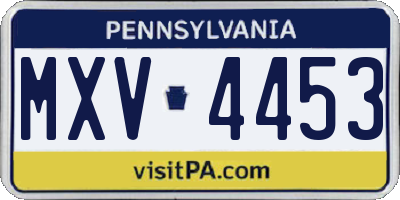 PA license plate MXV4453