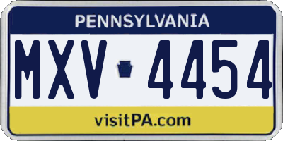 PA license plate MXV4454