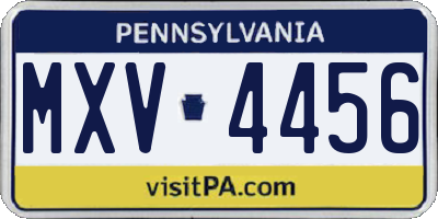 PA license plate MXV4456