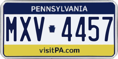PA license plate MXV4457