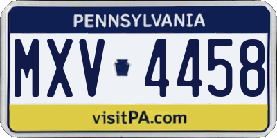 PA license plate MXV4458