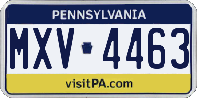 PA license plate MXV4463