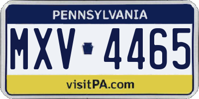 PA license plate MXV4465