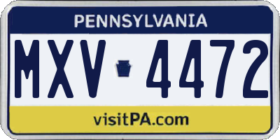 PA license plate MXV4472