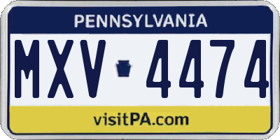 PA license plate MXV4474
