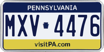 PA license plate MXV4476