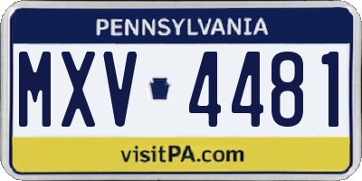 PA license plate MXV4481
