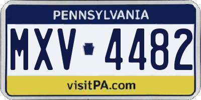 PA license plate MXV4482