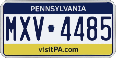 PA license plate MXV4485