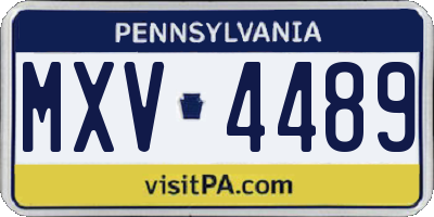 PA license plate MXV4489