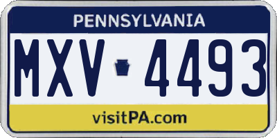 PA license plate MXV4493