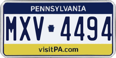 PA license plate MXV4494