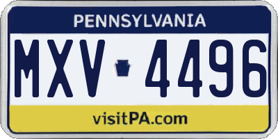PA license plate MXV4496