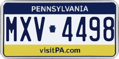 PA license plate MXV4498