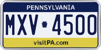 PA license plate MXV4500