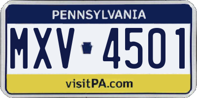 PA license plate MXV4501