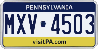 PA license plate MXV4503