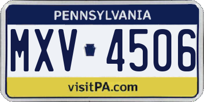 PA license plate MXV4506