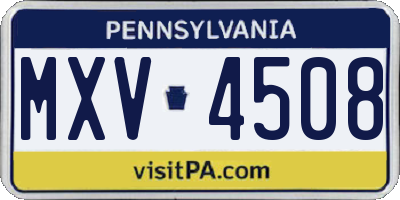 PA license plate MXV4508