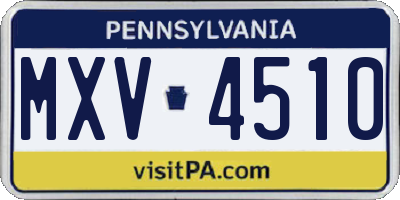 PA license plate MXV4510