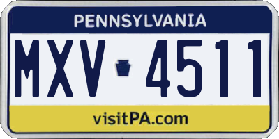 PA license plate MXV4511