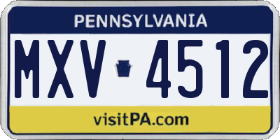 PA license plate MXV4512