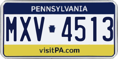 PA license plate MXV4513