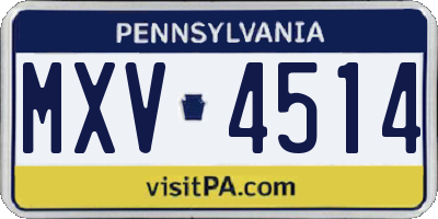 PA license plate MXV4514