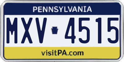 PA license plate MXV4515