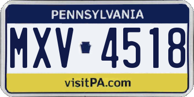 PA license plate MXV4518