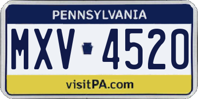PA license plate MXV4520