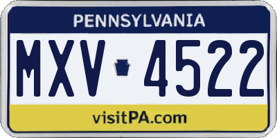 PA license plate MXV4522