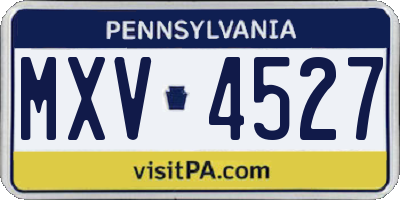 PA license plate MXV4527