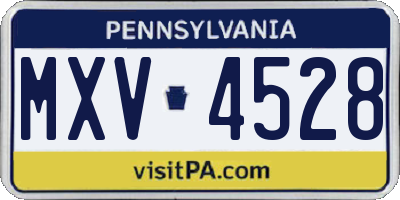 PA license plate MXV4528