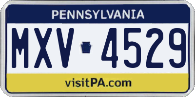 PA license plate MXV4529