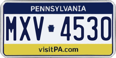 PA license plate MXV4530