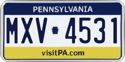 PA license plate MXV4531