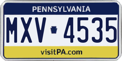 PA license plate MXV4535