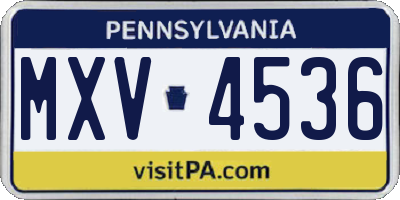 PA license plate MXV4536