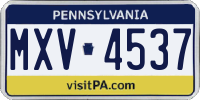 PA license plate MXV4537
