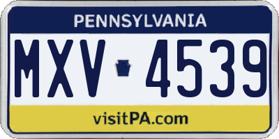 PA license plate MXV4539
