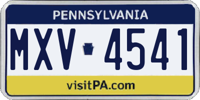 PA license plate MXV4541